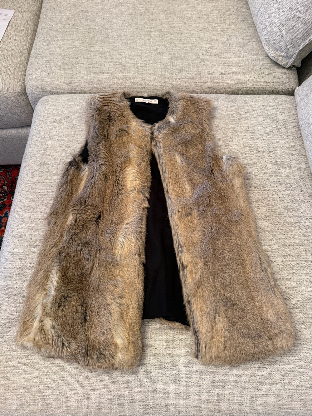 Zara Brown Faux Fur Sleeveless Vest